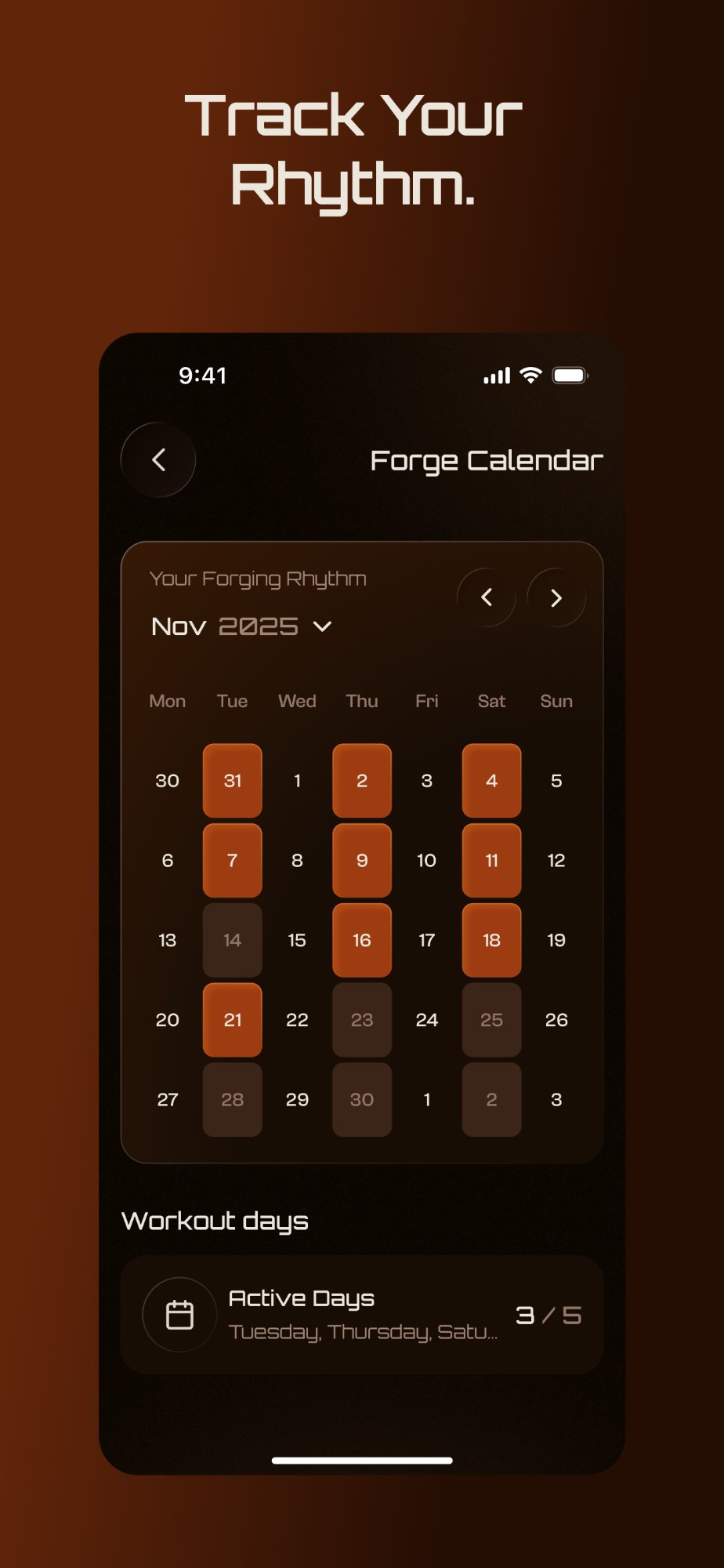 Forge Calendar — Track Your Rhythm